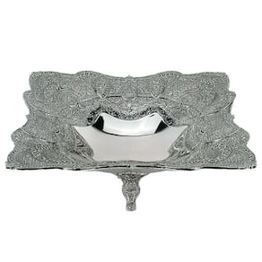 Centro de Mesa em Metal Prateado - 7x18cm - 2449