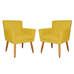 Kit 2 Poltronas Decorativa Para Sala Recepção Cecília Veludo Mostarda - LM DECOR