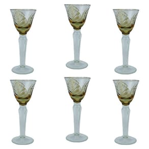 Jogo de 6 Taças em Cristal Âmbar para Licor - 15,5x6cm - 25797