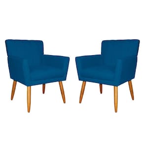 Kit 2 Poltronas Decorativa Para Sala Recepção Cecília Suede Azul Royal - LM DECOR