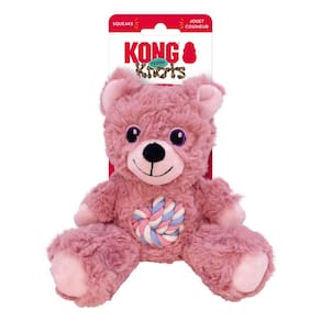 Brinquedo Pelúcia Kong Knots Teddy Com Corda e Apito para Cachorro Pequeno - Rosa