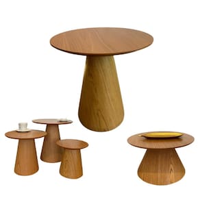 Conjunto de Mesas Cone - Jantar, Centro e Trio de Laterais