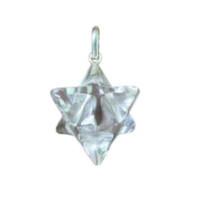 Colar Merkaba Pedra Cristal Extra Pingente Argola Prata 950