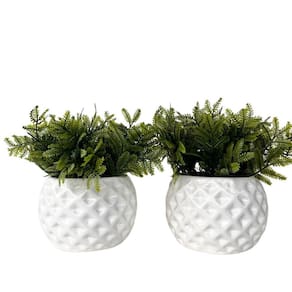 Dupla vaso cachepot branco em alto relevo 3D decoração casa