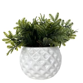 Vaso cachepot branco em alto relevo 3D decoração casa