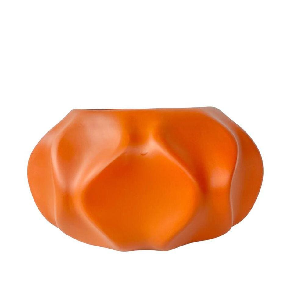 Vaso cachepot laranja onda ondulação 3D para mesa lateral