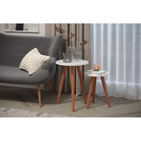 Mesinha de Canto Decoração Apoio Lateral Off White