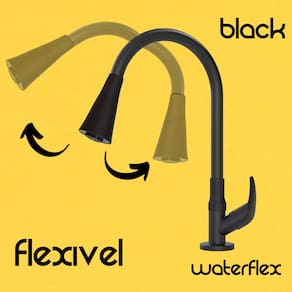 Torneira de Cozinha Duplo Jato Black Flexível Gourmet ABS Luxo Bancada