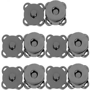Kit 5 Botões Magnéticos 14mm Fecho Imantado Preto P/ Costurar imã