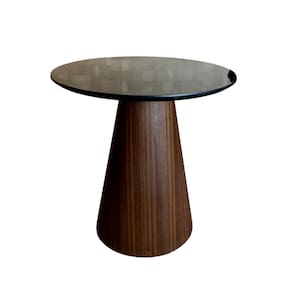 Mesa Cone Lateral Base Imbuia Rajado Tampo 41 cm Laca Preta