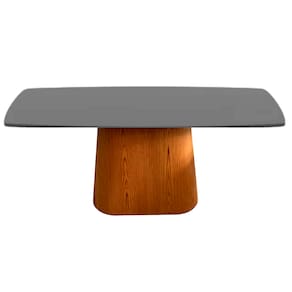 Mesa de Jantar Cone Retangular 200x100 cm Base Oval laminada em Madeira Freijó Tampo Laqueado Preto