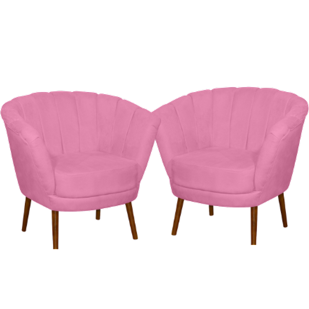 Kit 02 Poltrona Pétala Flor Decorativa Suede Rosê