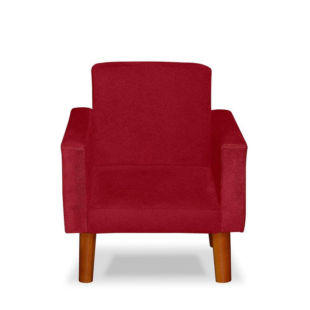 Mini Poltrona Cadeira Infantil Nina de Criança Suede Vermelho Pés Palito