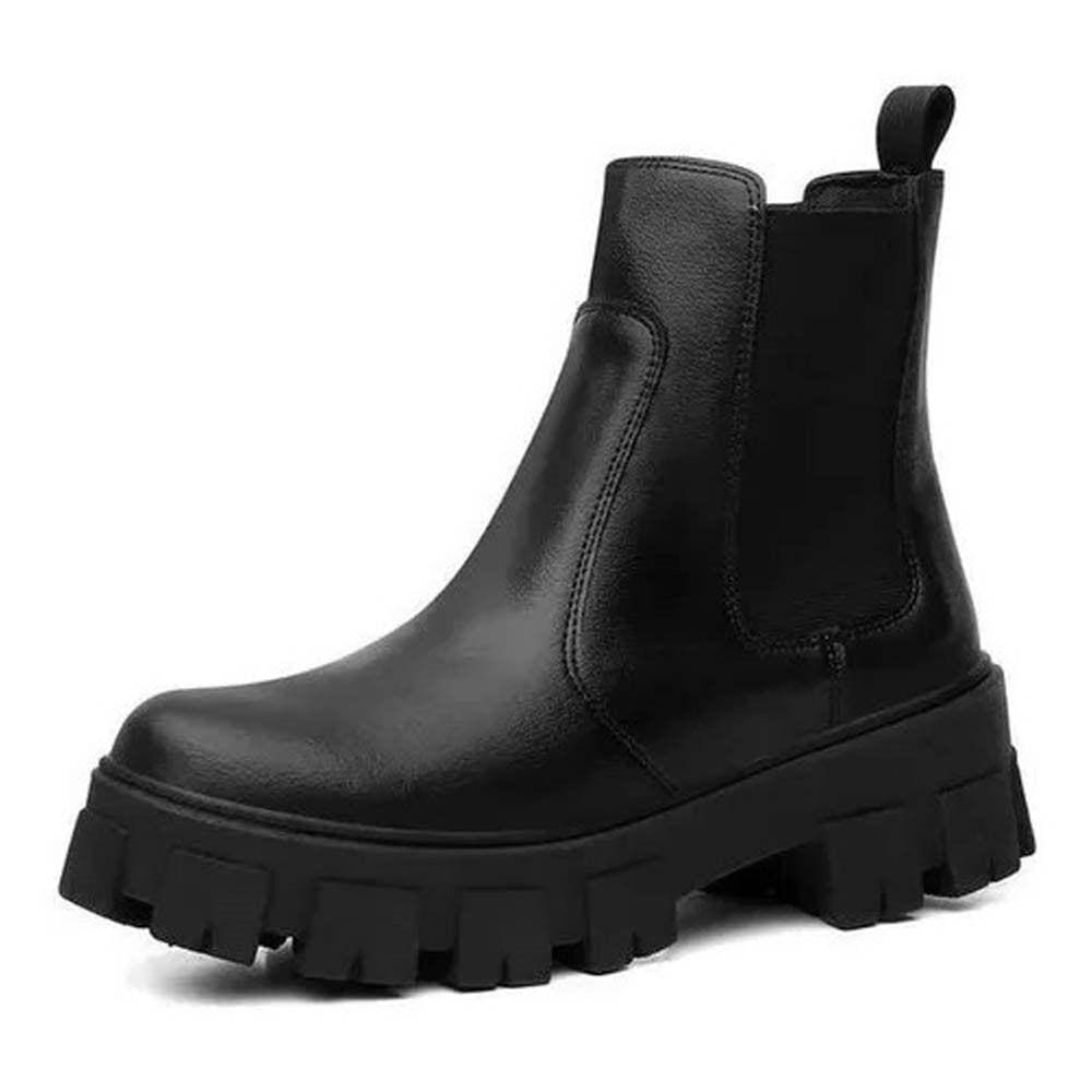 Bota Chelsea Coturno Tratorada Plataforma Calce Facil Macia Moderna Costura Reforçada