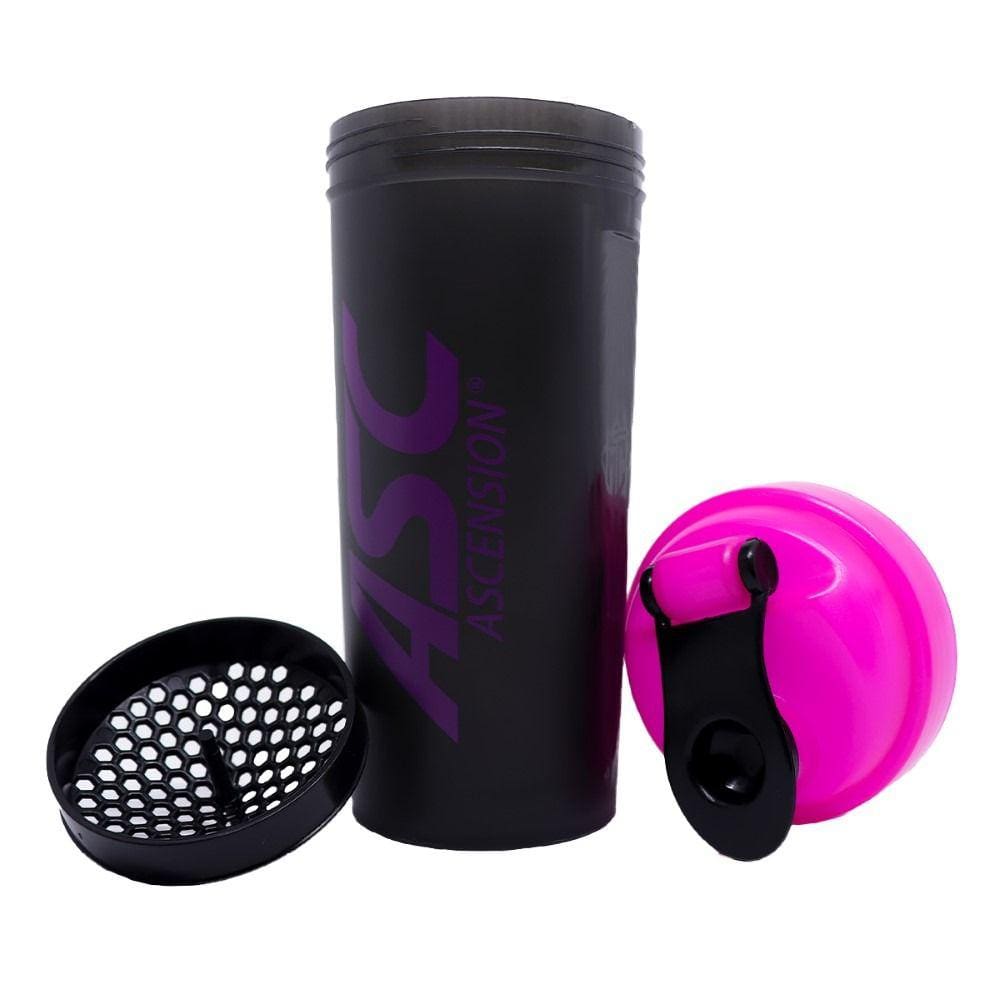 Coqueteleira Shaker Squeeze Academia Ascension 600ml Com Tampa e Rede Garrafa Treino