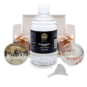 Lamparina Bola + Lamparina Sensações+500Ml Fluido Puro+Funil