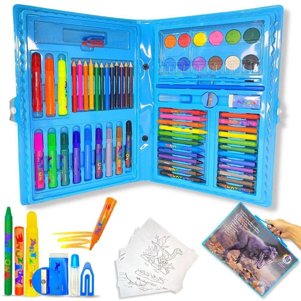 Maleta Pintura Infantil Estojo 68 Peças | Estimula Criatividade | 3,5cm Altura | 31cm Largura