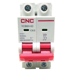 Disjuntor Bipolar YCB6H-63 Curva C 63A CNC - 35,6x78x75,9mm