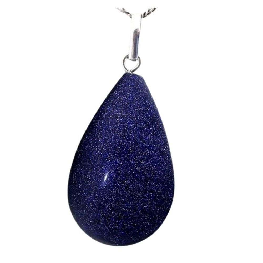Colar Gota Pedra Estrela Azul Prata 950 Pino e Perinha
