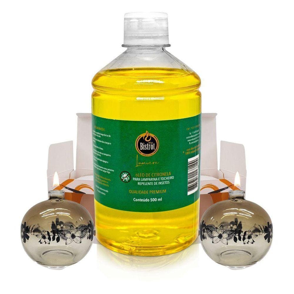 Kit 2 Lamparinas Decor Sensações + 500Ml De Fluido Citronela