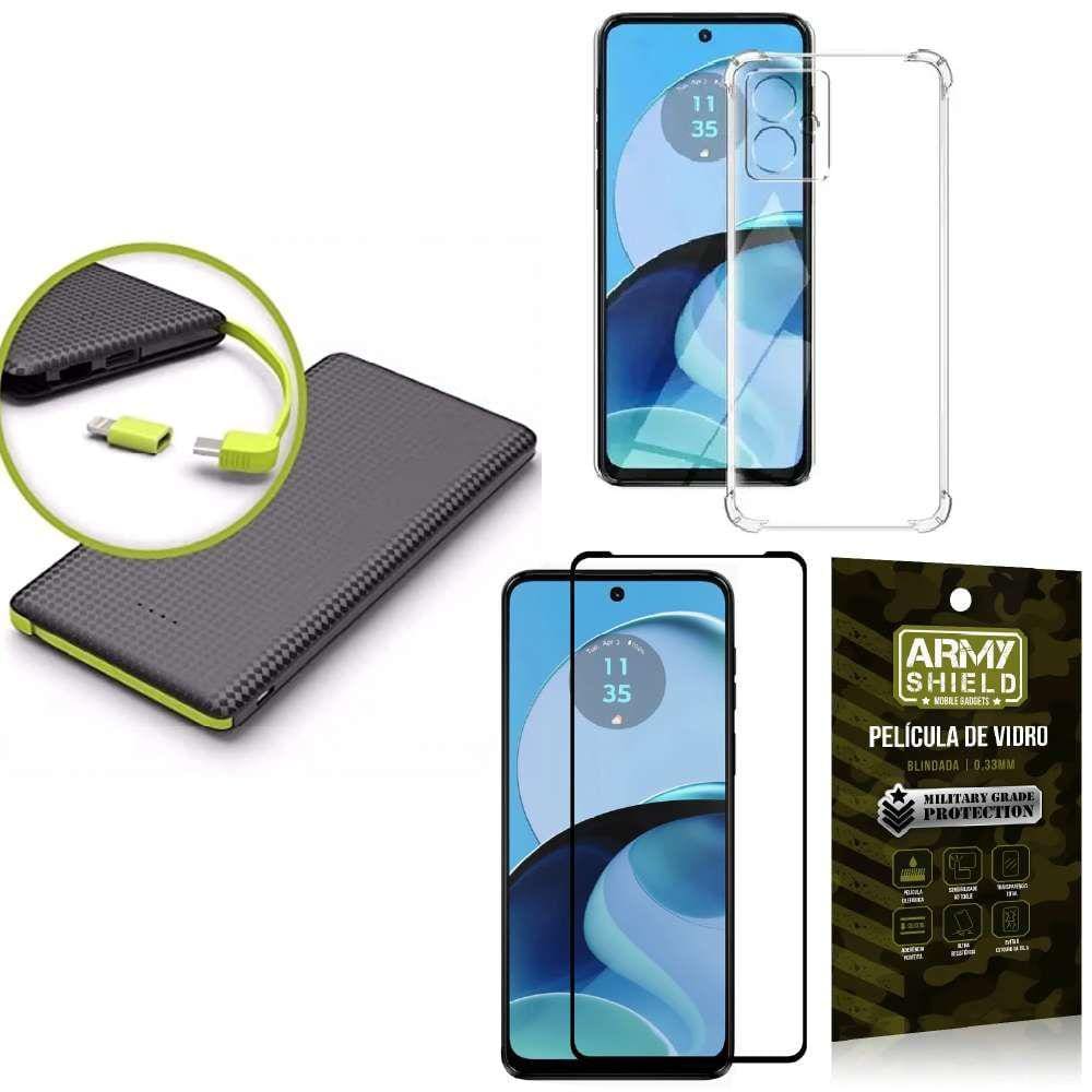 Capinha Moto G14 + Carregador Portátil 5.000 maH + Película 3D