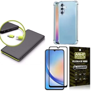Capinha Samsung A34 + Carregador Portátil 5.000 maH + Película 3D
