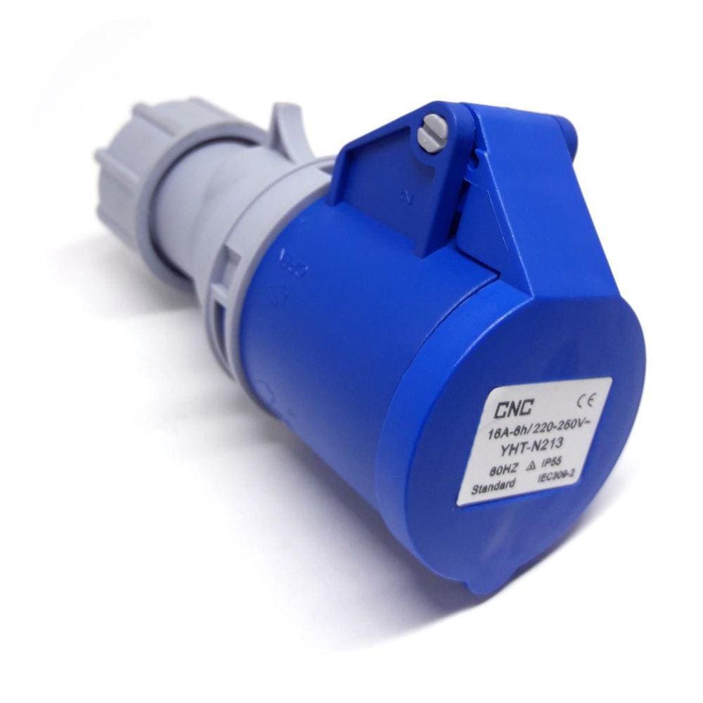 Tomada Macho 2P+Terra 16A Modelo YHT-N213 Azul CNC