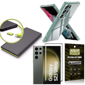 Capinha Samsung S23 Ultra + Carregador Portátil 5.000 maH + Película 3D