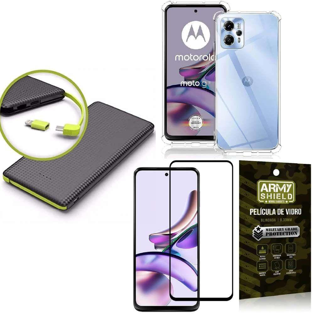 Capinha Moto G13 + Carregador Portátil 5.000 maH + Película 3D
