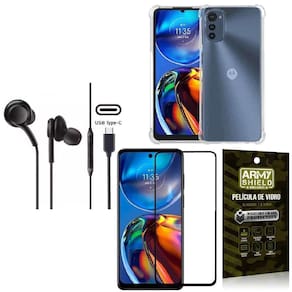 Capinha Moto E32 + Fone de Ouvido Intra Auricular Preto + Película 3D