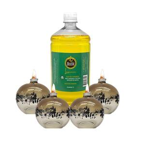 Kit 4 Lamparinas Decor Sensações + 1L De Fluido Citronela