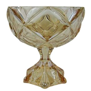 Centro de Mesa c/Pé em Cristal Âmbar - 24x23,5cm - 27906