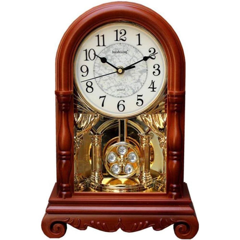 Relógio de Mesa com Pêndulo Vintage Silencioso 38cm