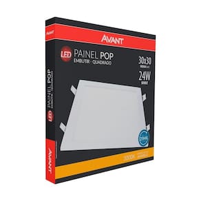 Plafon Painel LED Avant Quadrado Embutir | 3K, 24W, 30cm, 1680 Lúmens