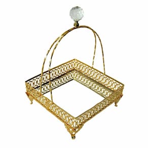 Bandeja Espelhado Quadrada Dourado - 63x28x42cm - 28925