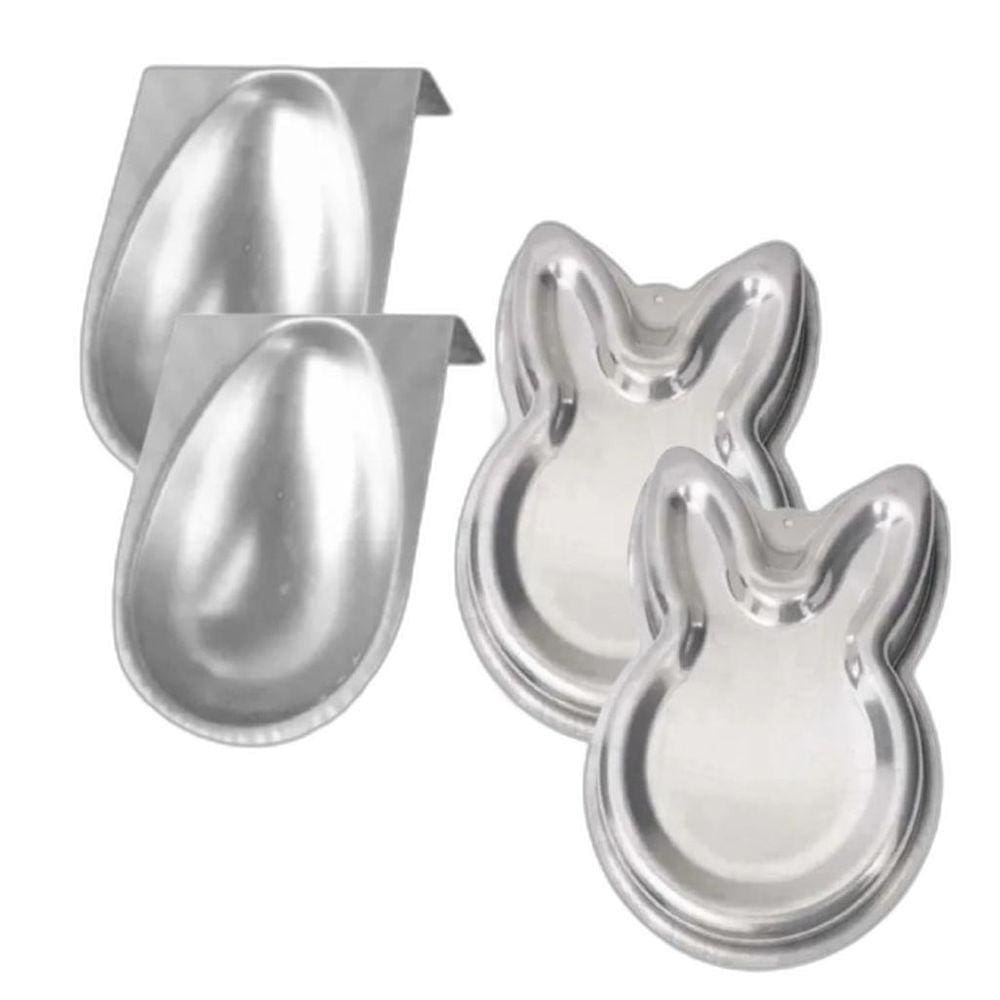 Kit Formas De Páscoa Bolo Piscina 2 Coelho + 2 Ovo De Páscoa