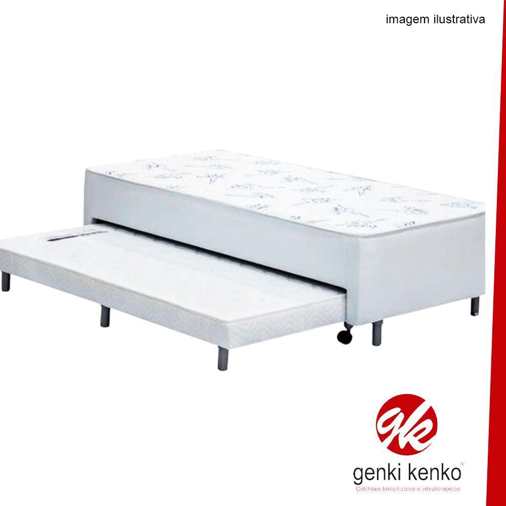 Cama Box Conjugada Espuma Dupla Solteiro Com Auxiliar Corino