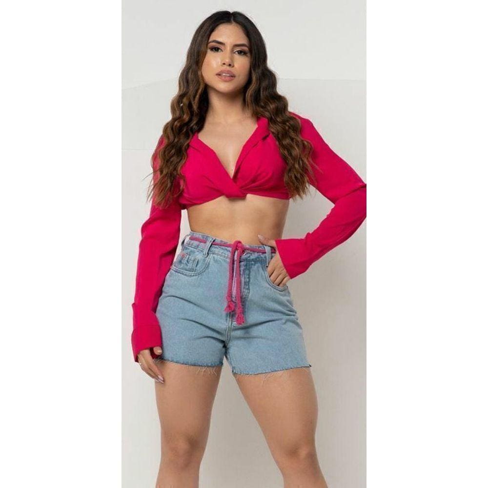 Shorts com cinto rosa - 719