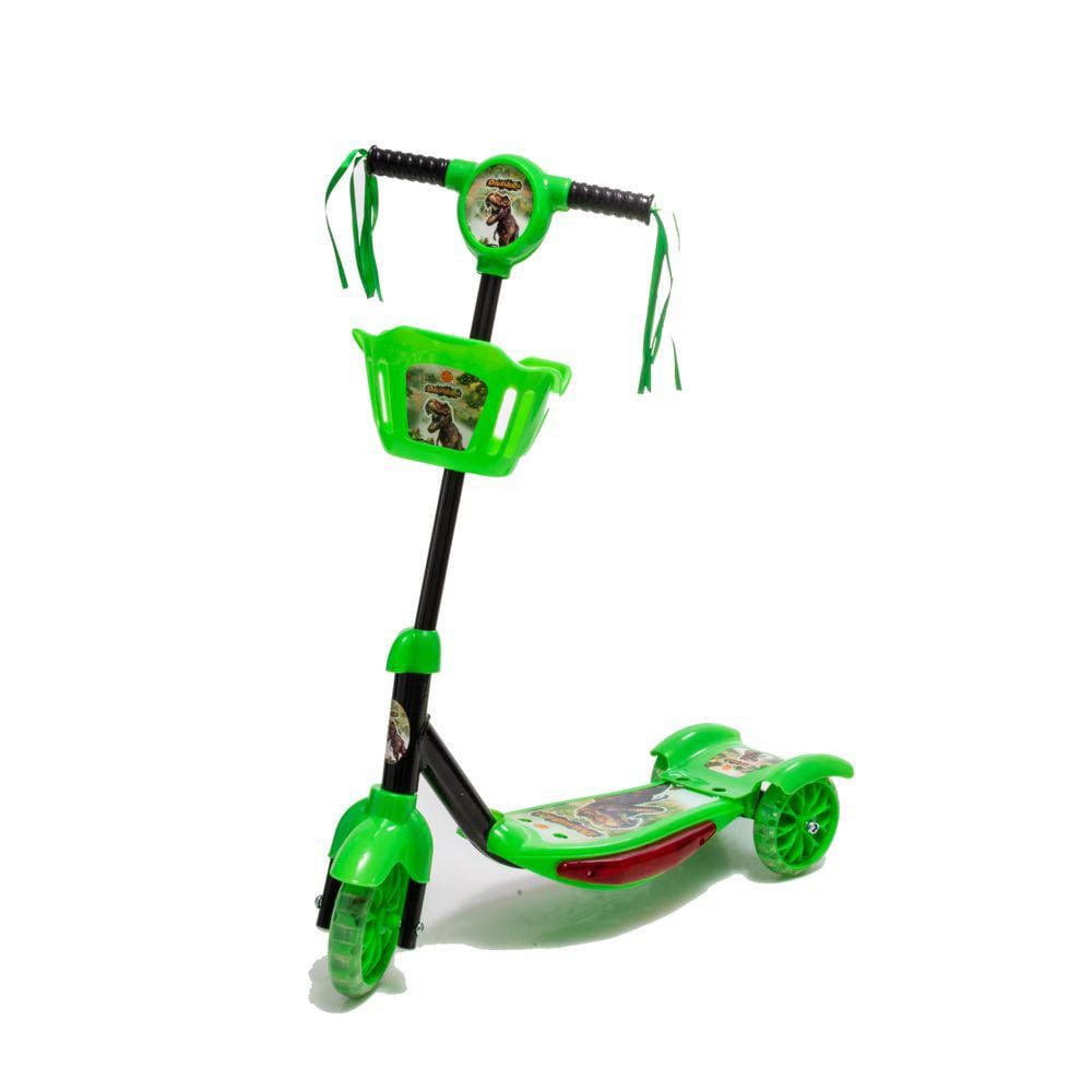 Patinete 3 Rodas Verde Luz E Som Para Meninas 5 6 7 Anos