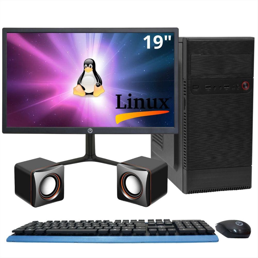 Computador Completo Intel® i3-550, 8GB, SSD 480GB - Kit Teclado e Mouse, Caixa de Som, Monitor 19 - Linux