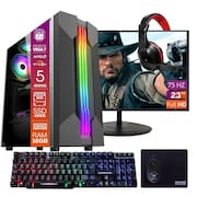 Computador Gamer Ryzen 5 SSD 480GB 16GB 4GB Windows 10 Pro Trial, Teclado/Mouse, Mouse Pad, Headset, Monitor 23”