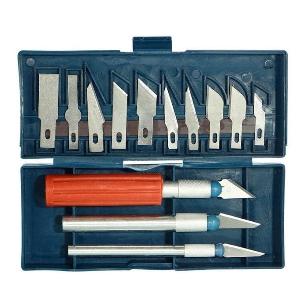 Kit Estiletes de Precisão 3 Cabos + 13 Lâminas | Quickstore