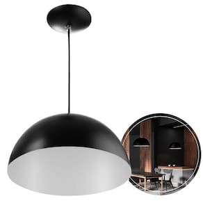 Luminaria de teto Pendente Meia Lua 60 cm Preto/Branco