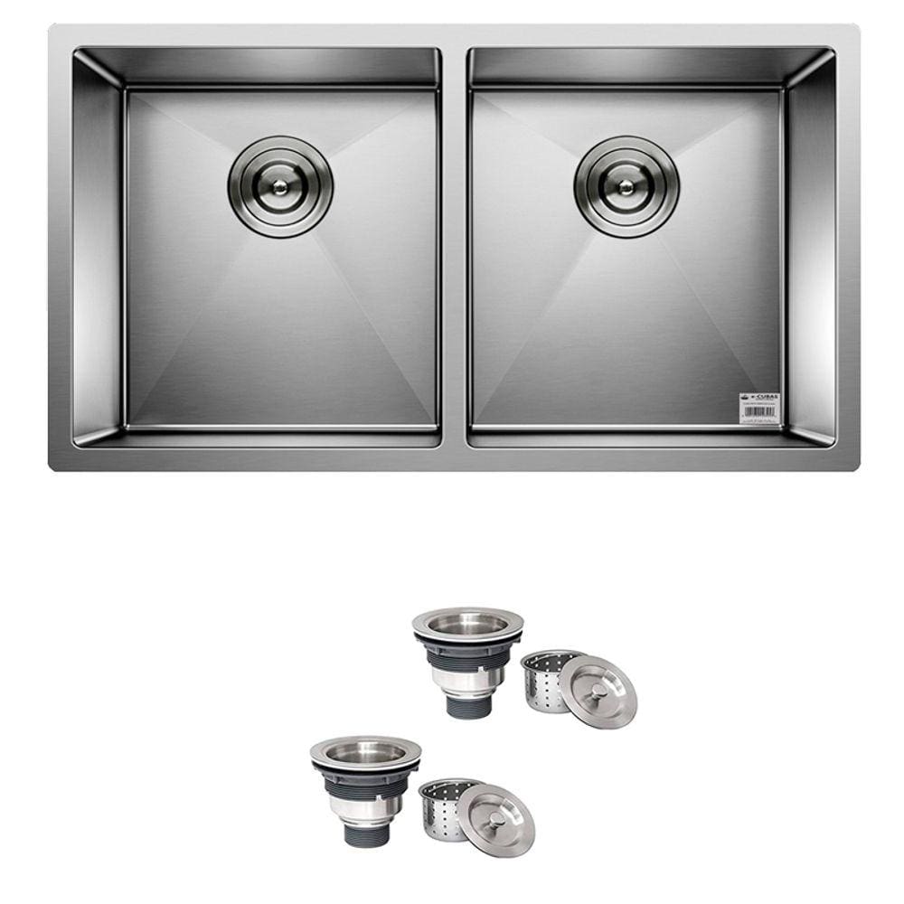 Cuba Dupla Quadrada Inox 304 Gourmet 8040 com Válvula - EC044