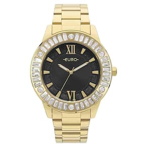 Relógio Feminino Euro EU2033BW/4P Preto Aço Inox Dourado 43mm