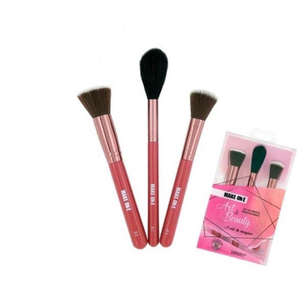 Kit Pincéis Profissionais 3 Unidades Art & Beauty MK8464