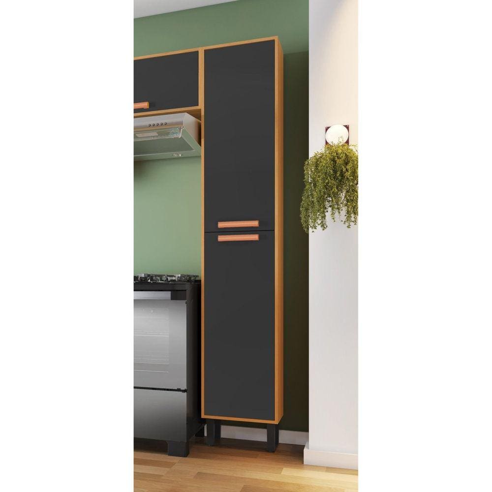 Paneleiro 2 Portas 220cmx40cm Nápoles Cinamomo/Grafite Intenso