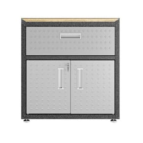 Balcão Multiuso em Aço 2 Portas 1 Gaveta com Tampo Titanium Preto Craquelado/Cinza Texturizado