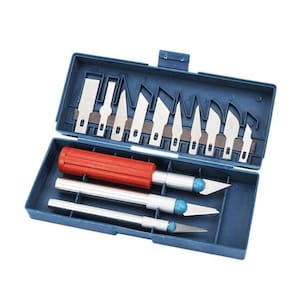 Kit Estilete de Precisão 15cm c/ 13 peças - 3 Hastes, 13 Lâminas