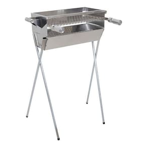 Churrasqueira a Carvão Portátil Inox 50x30 Grelha 27x46cm